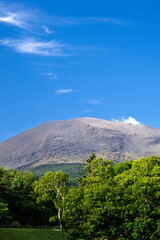 浅間山、北麓のビジターセンター付近からの眺望