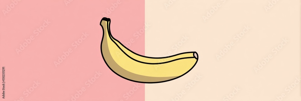 Aufkleber minimal banana line art on a pastel background with empty space, creating a modern and playful aesth