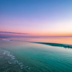 Naklejka premium Vibrant Coastal Sunset, Teal Ocean Water and Lush Green Beach Grass