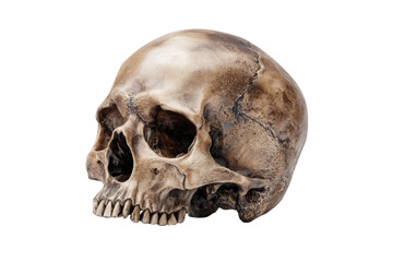 Obraz premium Detailed Human Skull Side View on Transparent Background