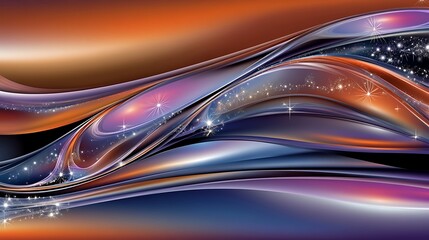 Abstract fluid art with glowing stars
