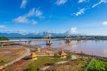Construction project of the 5th Thailand-Laos friendship bridge crossing the Mekong River, Bueng...