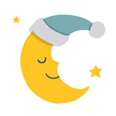 月と星のベビー用イラスト（手描き風の育児素材）