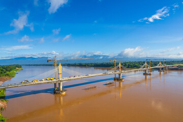 Construction project of the 5th Thailand-Laos friendship bridge crossing the Mekong River, Bueng...
