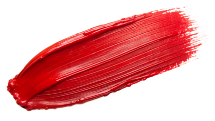 A vibrant red lipstick smear isolated on transparent background