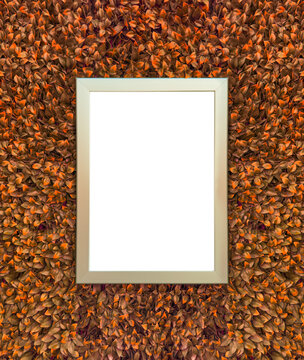 Autumn Elegance: Golden Frame on Dense Leaf Background - Perfect for Personalized Art