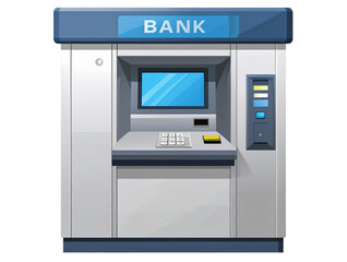  Modern Flat ATM Machine with Touchscreen Display, Transparent PNG