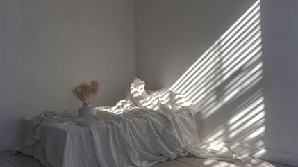 White bedroom sunlight and linen