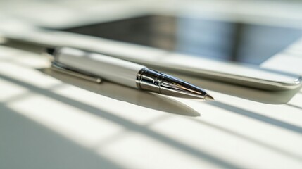 White pen on workplace surface