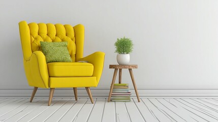 Yellow armchair interior scene