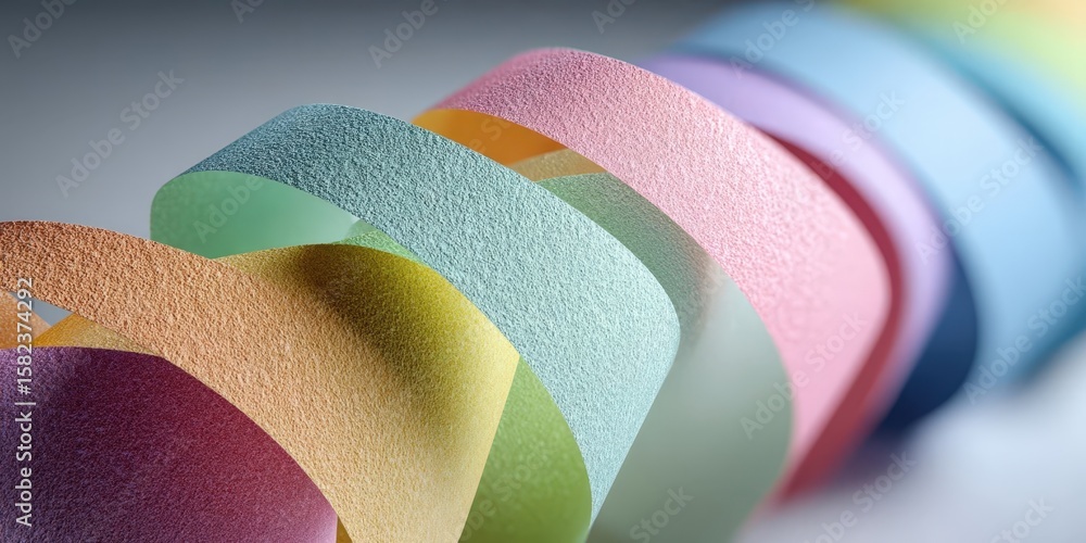 Poster pastel paper fragment mesh in gradient arc display