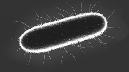 Microscopic bacterium, dark,  gray,  white