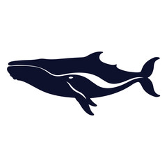 Obraz premium Silhouette Style Vector Blue Whale Logo Icon – Minimalist Ocean Animal Design, Marine Wildlife Symbol, Nautical Sea Creature Emblem, Isolated Graphic for Branding and Nature Themes
