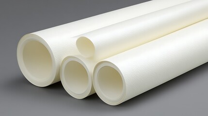 Elegant arrangement of textured white paper rolls creating a minimalist abstract form