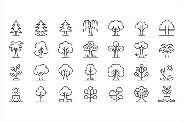Nature Tree Icons for Environmental and Botanical Themes