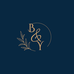 BY Initial Wedding Monogram Logo with Minimalistic Style