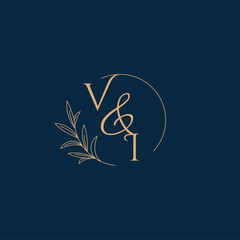 VI Initial Wedding Monogram Logo with Minimalistic Style