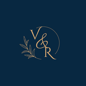 VR Initial Wedding Monogram Logo with Minimalistic Style