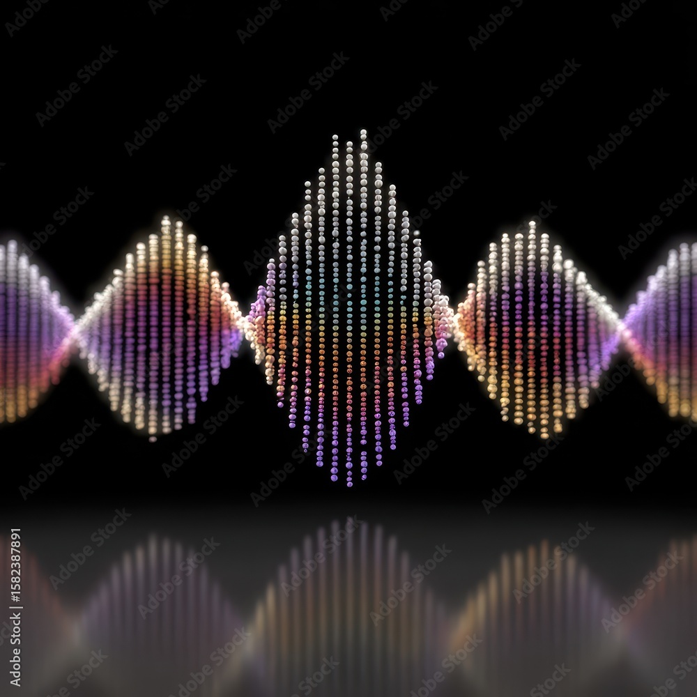 Poster abstract multicolored sound waves on dark background