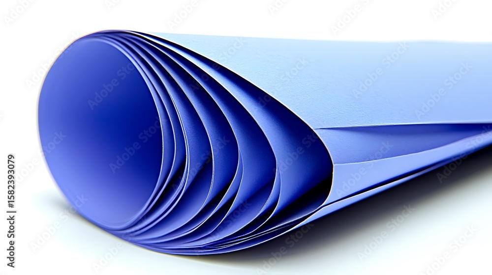 Poster intricate layers of periwinkle paper artfully rolled with smooth curves and shadows creating depth