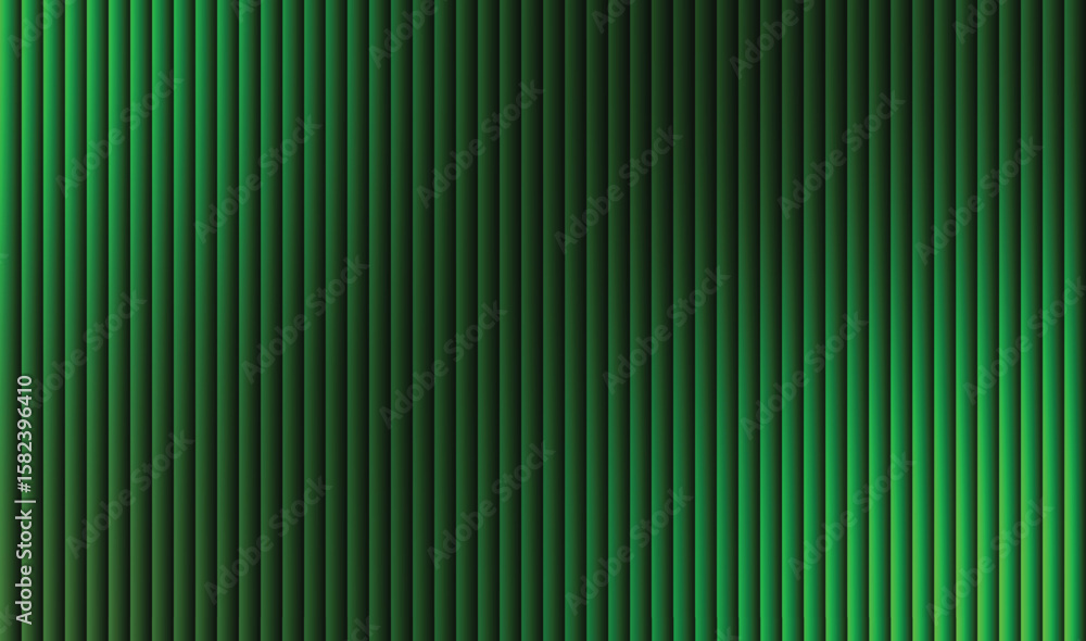 Poster abstract vertical green gradient lines with subtle shadows isolated on white background
