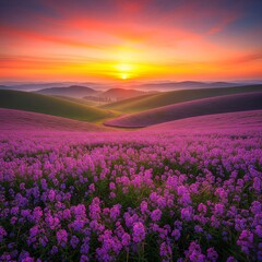 lavender field at sunset