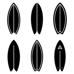 Surfboard vector illustration set different surfboard shapes for surfing and water sport design vector