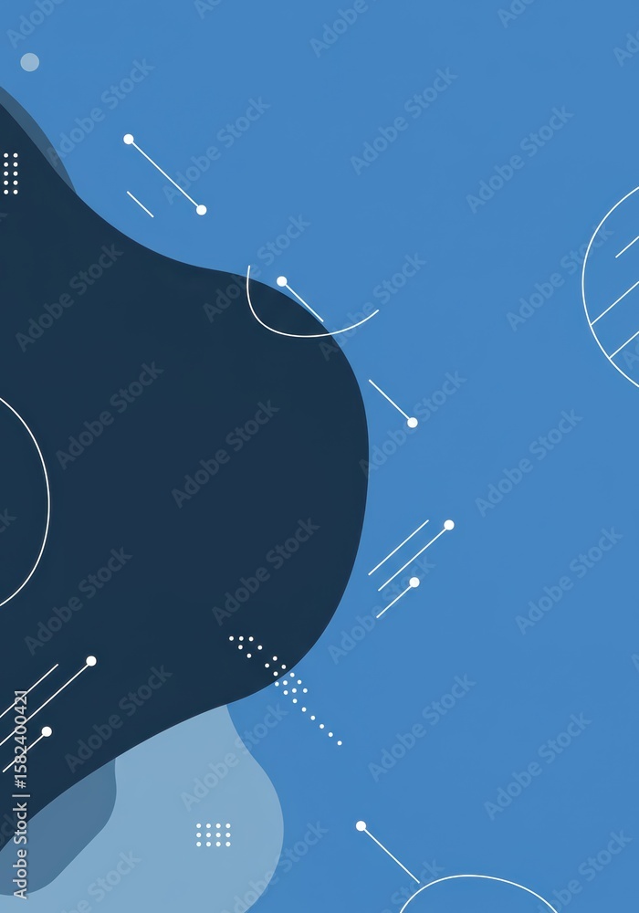 Fototapete fluid gradient abstract background with geometric shapes. modern blue smooth wavy backdrop for desig