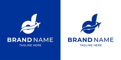 Creative Letter D Logo with Airplane, Illustration, Design Inspiration, Vector, Icon