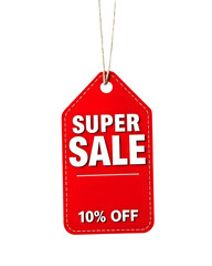 Red "SUPER SALE 10% OFF" tag