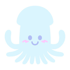 シンプルなゆるかわイカさんイラスト★PNG
