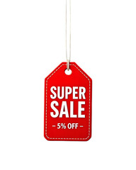 Red "SUPER SALE 5% OFF" tag
