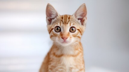 Fototapeta premium Adorable ginger tabby kitten with striking gaze and curious expression