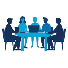 Business people having a meeting in office and cafe sitting around table discussing teamwork