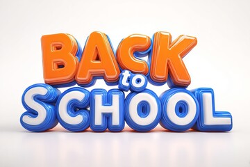 Back to School 3D text letters on a clean white background. Perfect for education-themed designs, promotions, and social media content. High-quality render with vibrant colors