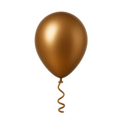 Isolated Golden Balloon with Curled Ribbon