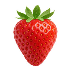 Fresh Red Strawberry with Green Leaves Isolated