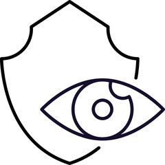 Eye with Shield Minimalistic Line Icon for Web and Graphic Design, Apps, Banners, Social Network and Cards