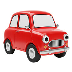 Cartoon Red Car Illustration Cute Vehicle Rendering on Transparent Background
