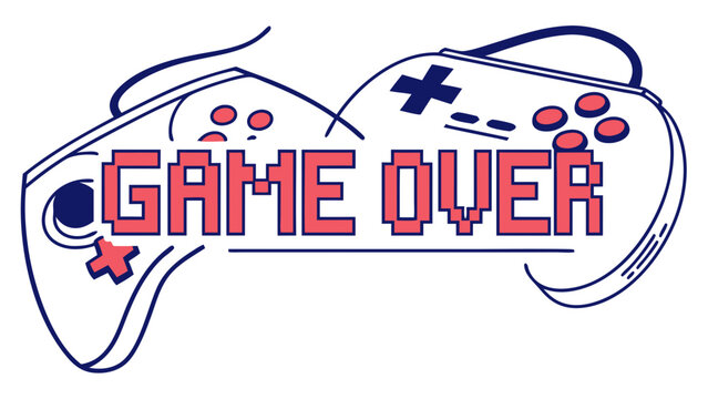 A bold 'Game Over' graphic featuring classic gaming controllers, perfect for gaming enthusiasts.