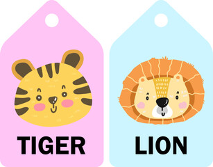 tiger and lion Picture Reading Flash Cards.