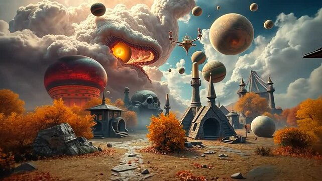 Surreal Worldscape A Journey Through Cosmic Architecture and Celestial Landscapes