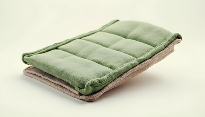 Folded green yoga mat. Represents fitness, wellness, exercise, or healthy lifestyle. Clean and inspiring.


