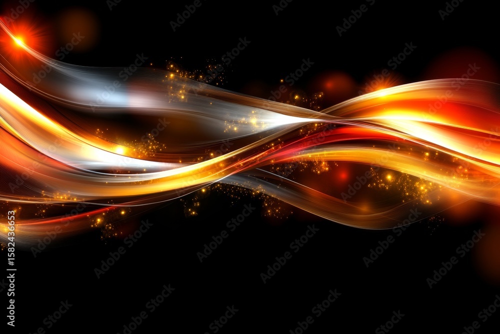 Aufkleber vibrant abstract design with flowing waves of fiery colors and shimmering particles for art