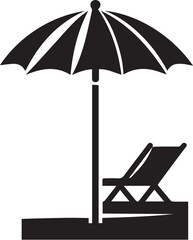A Beach umbrella black and white vector illustration