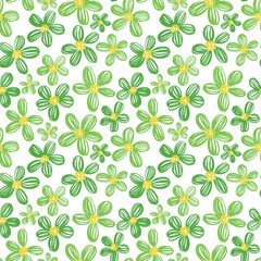 Hand drawn flower repeat pattern Image. Seamless floral print.	