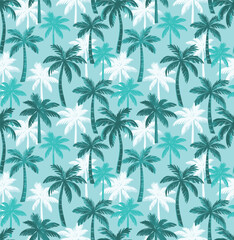 Seamless tropical pattern with palm tree. Design for fashion textiles, fabric, print, graphics, backgrounds and crafts.