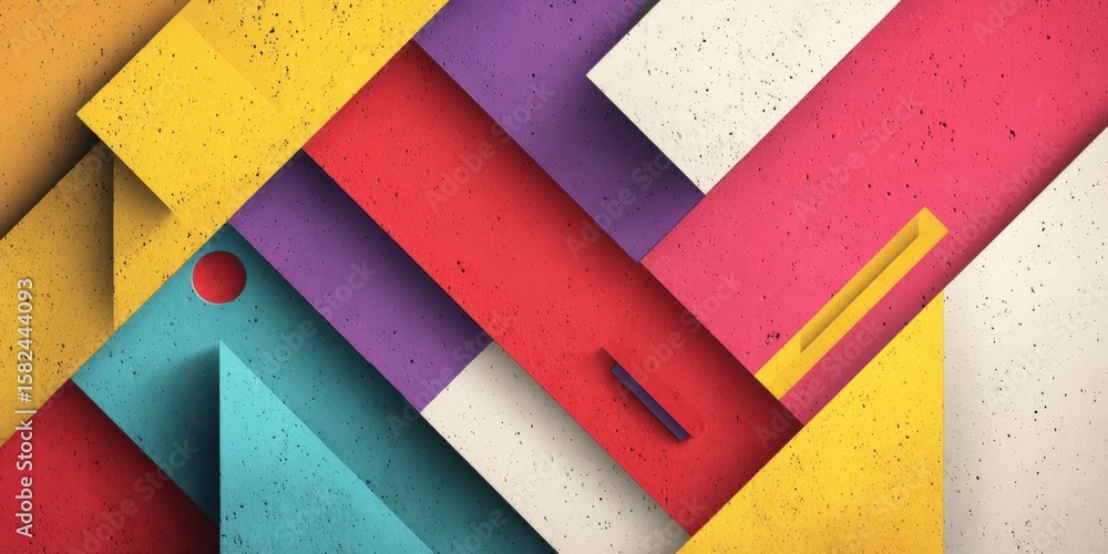Poster retro color block poster with abstract geometric shapes