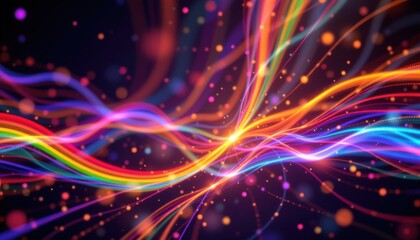 Obraz premium a modern dynamic lgbt pride background featuring kinetic rainbow lines, framed in glowing wireframe outlines, perfect for startup branding during pride month.