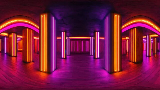 A large spacious room with long rows of lights, providing illumination to the corridor.